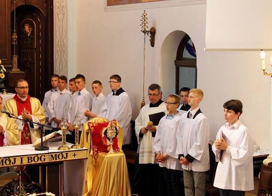 Grafika 9: Przyjęcie relikwi św. Jana Pawła II z rąk Abpa Mieczysława Mokrzyckiego